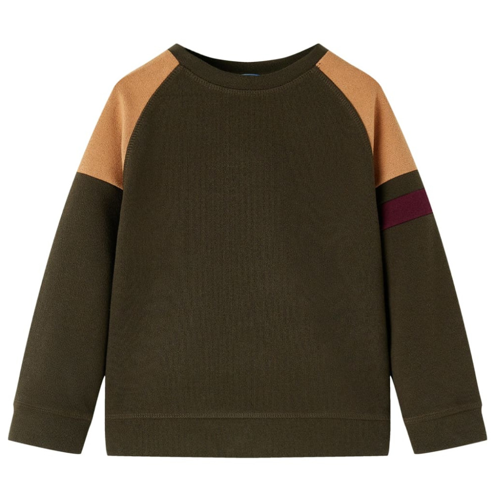Produktbild för Tröja för barn mörk khaki och beige 140