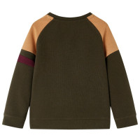 Produktbild för Tröja för barn mörk khaki och beige 140