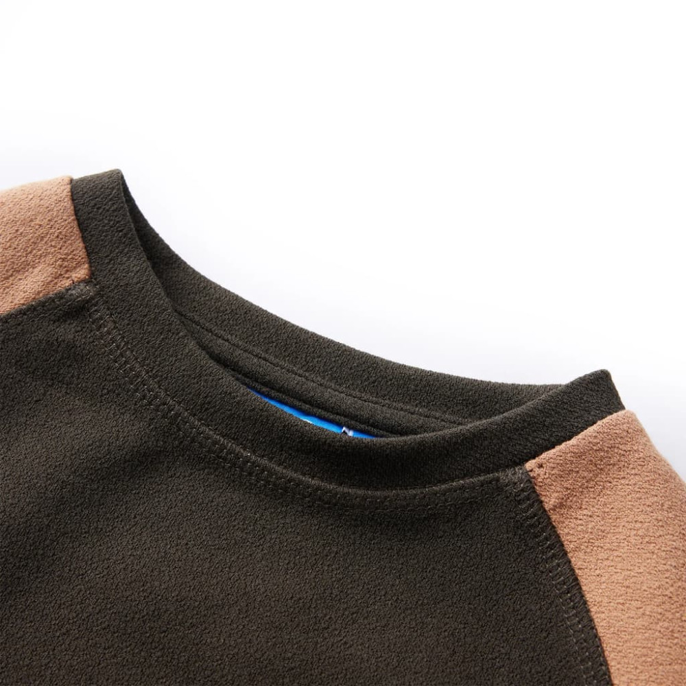 Produktbild för Tröja för barn mörk khaki och beige 140