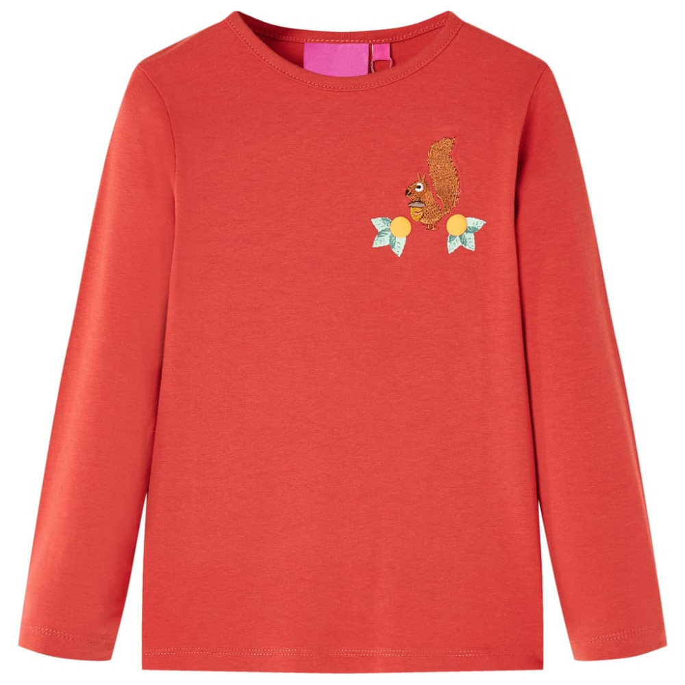 Produktbild för T-shirt med långa ärmar för barn ljusröd 92