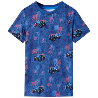 Produktbild för T-shirt för barn grå mörkblå melange 140
