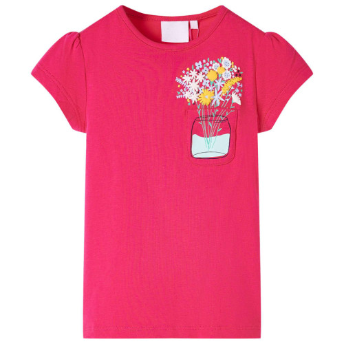 vidaXL T-shirt för barn stark rosa 128
