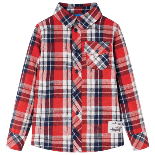 vidaXL Flanellskjorta för barn röd och marinblå 116