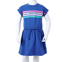 Produktbild för Klänning för barn med dragsko koboltblå 104
