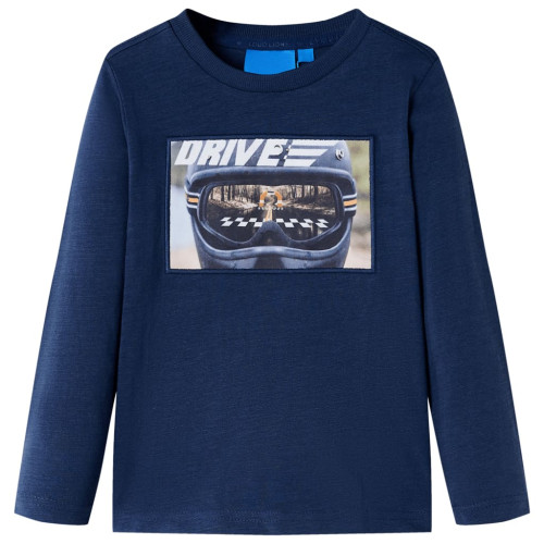 vidaXL T-shirt med långa ärmar för barn marinblå melange 116
