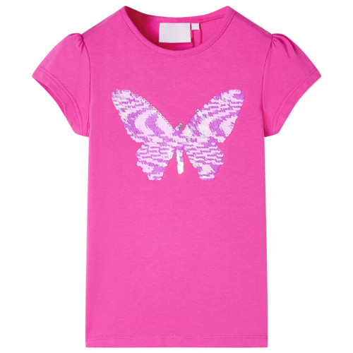 vidaXL T-shirt med formade ärmar för barn mörkrosa 104