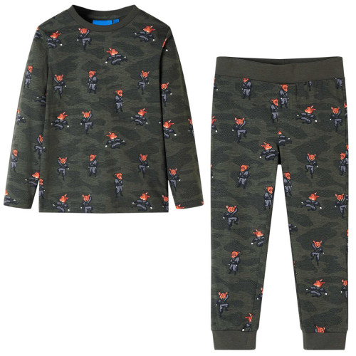 vidaXL Pyjamas med långa ärmar för barn khaki 116