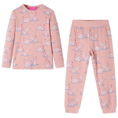 vidaXL Pyjamas med långa ärmar för barn ljusrosa 128