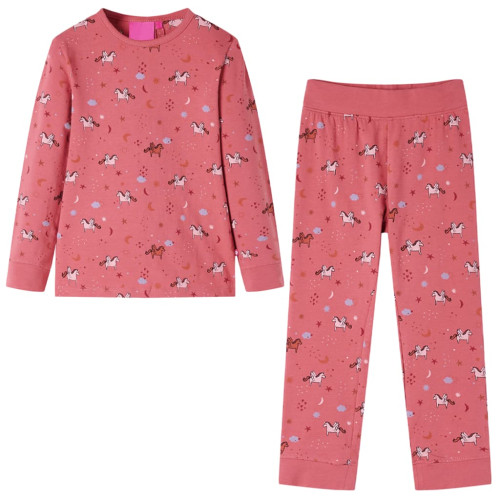 vidaXL Pyjamas med långa ärmar för barn gammelrosa 140
