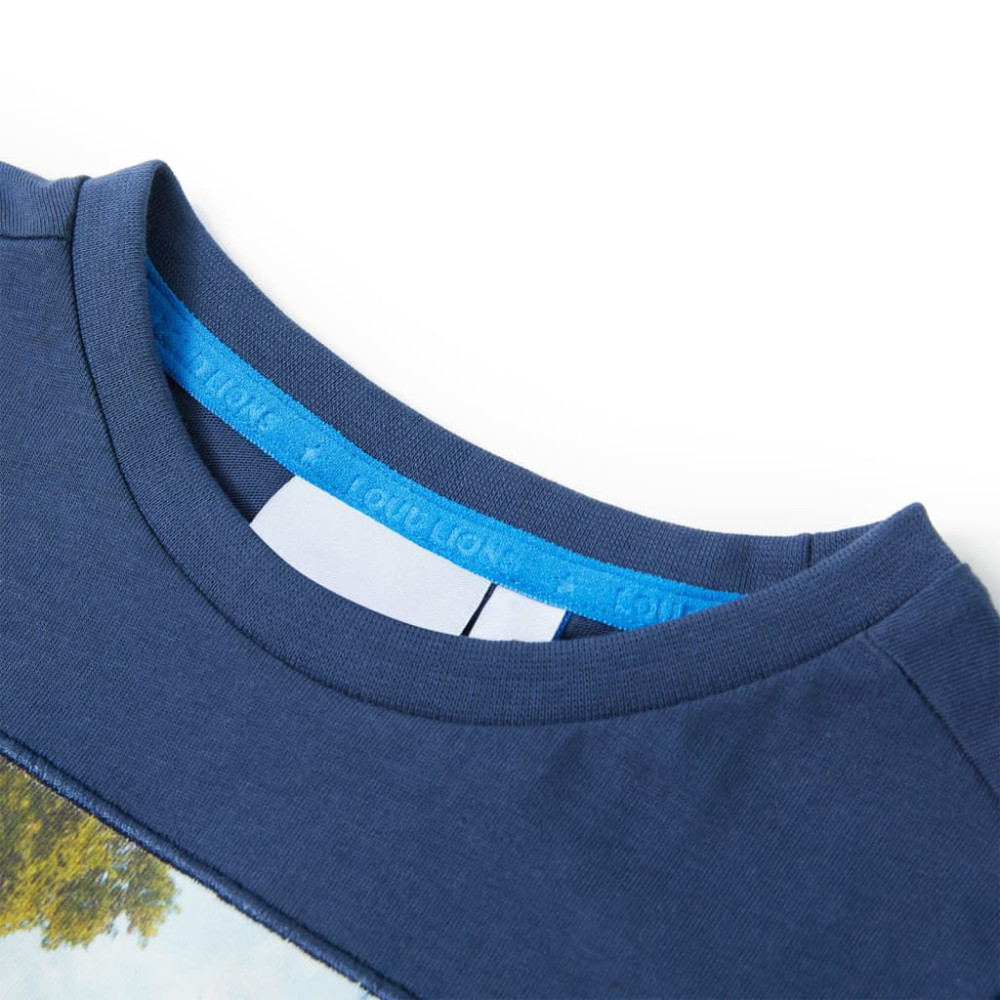 Produktbild för T-shirt för barn mörkblå 116