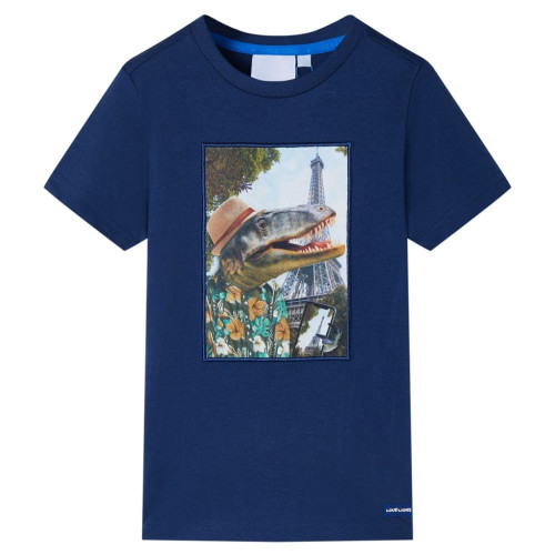 vidaXL T-shirt för barn mörkblå 92