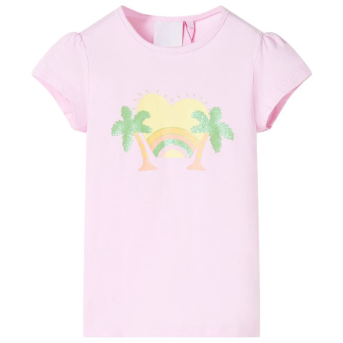 vidaXL T-shirt för barn ljusrosa 128