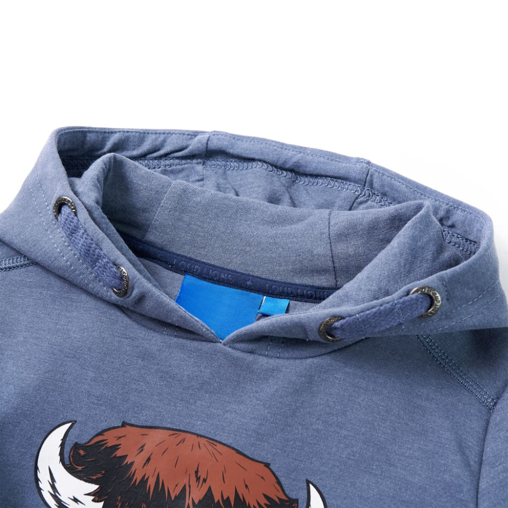 Produktbild för Barnhoodie blå melange 104