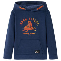 Produktbild för Barnhoodie blå melange och orange 92