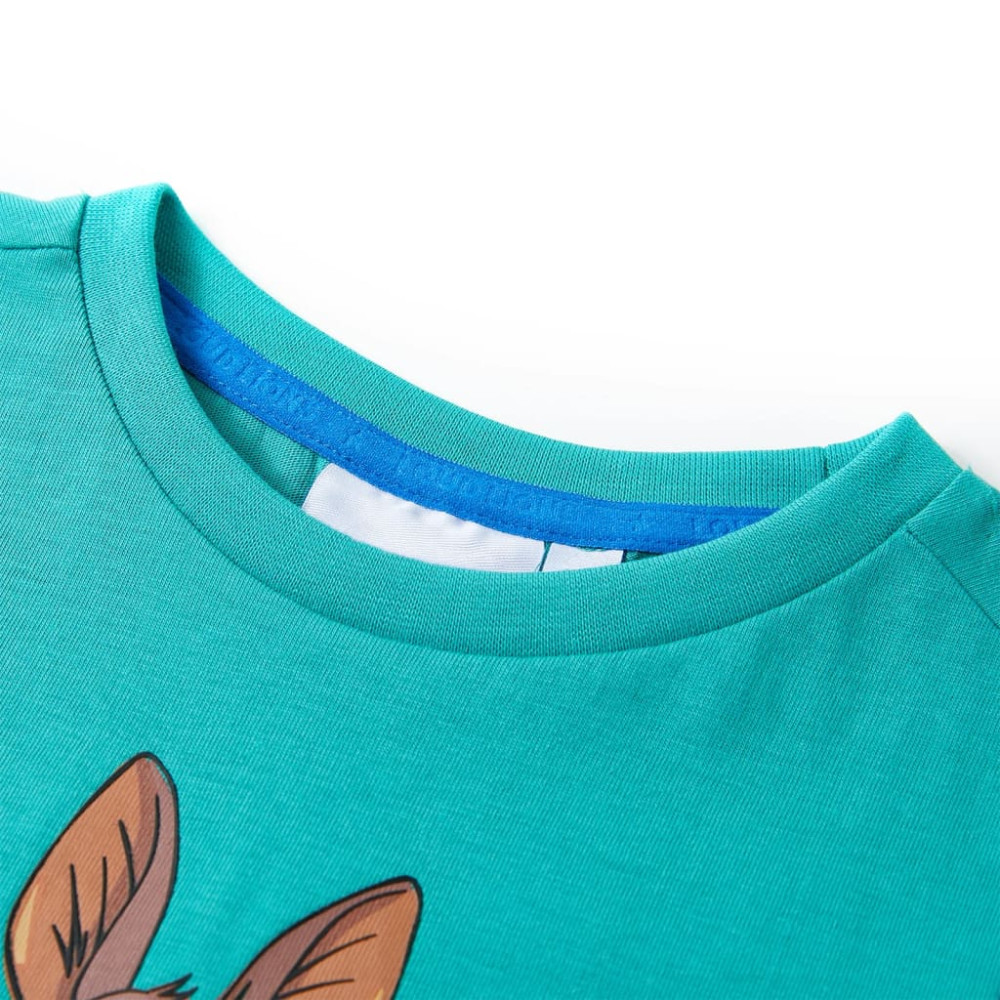 Produktbild för T-shirt med korta ärmar för barn mörk mintgrön 140