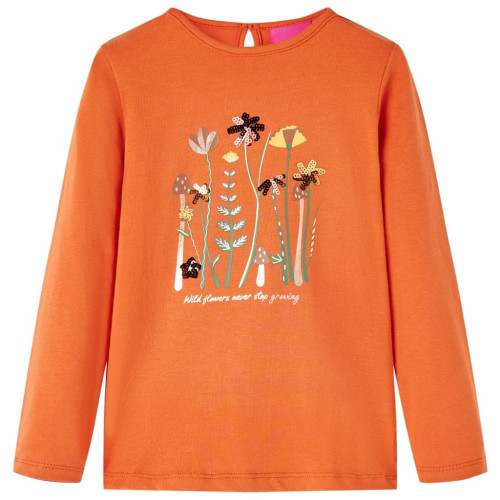 vidaXL T-shirt med långa ärmar för barn stark orange 140