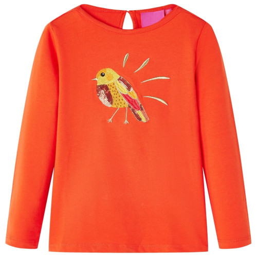 vidaXL T-shirt med långa ärmar för barn mörk orange 128