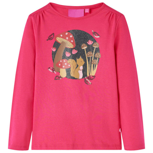 vidaXL T-shirt med långa ärmar för barn stark rosa 116