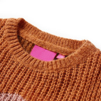 Produktbild för Stickad tröja för barn konjaksbrun 140