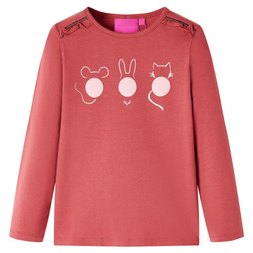 vidaXL T-shirt med långa ärmar för barn ljus rosa 104