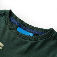 Produktbild för T-shirt med långa ärmar för barn mörkgrön 128