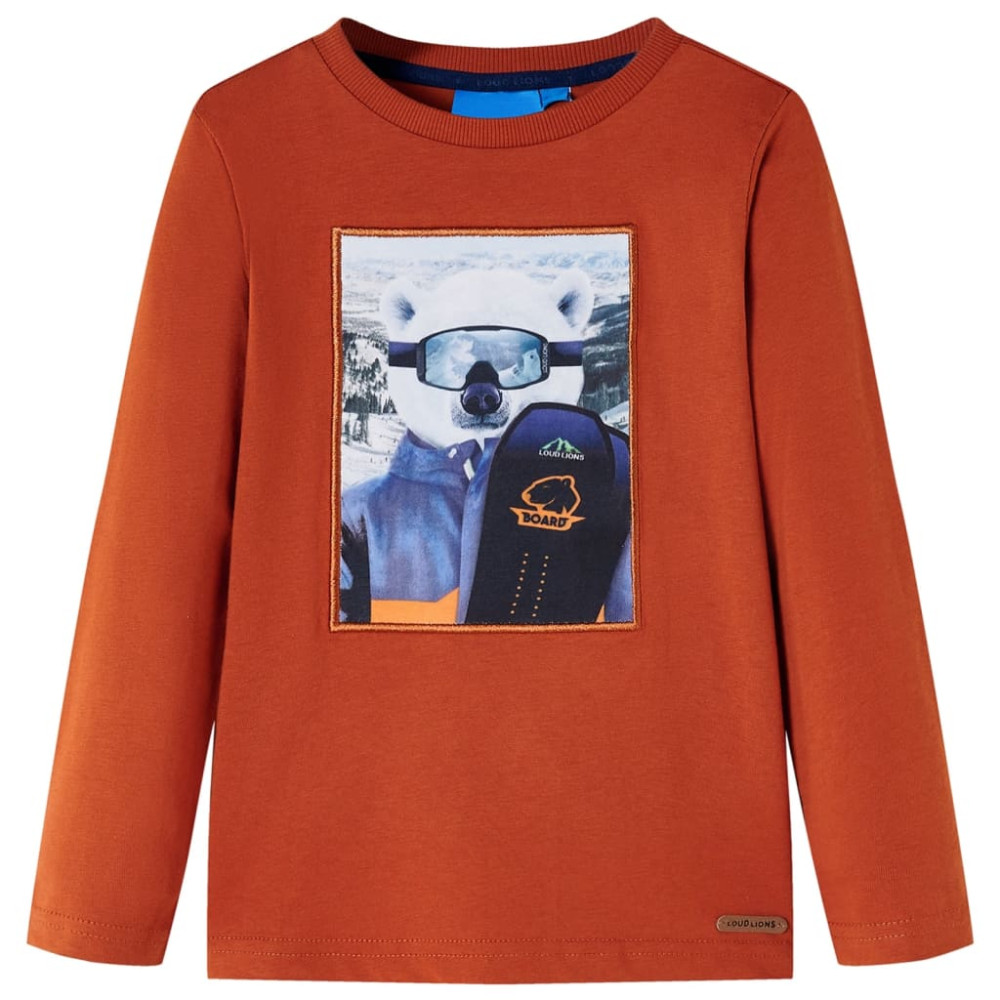 Produktbild för T-shirt med långa ärmar för barn ljusorange 140