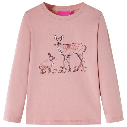 vidaXL T-shirt med långa ärmar för barnrosa 128