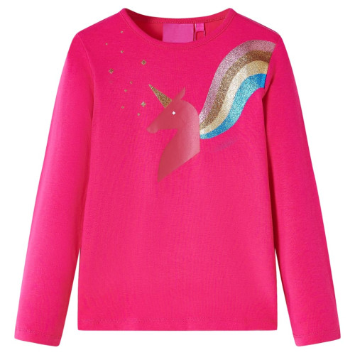 vidaXL T-shirt med långa ärmar för barn stark rosa 128