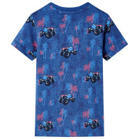 Produktbild för T-shirt för barn grå mörkblå melange 92