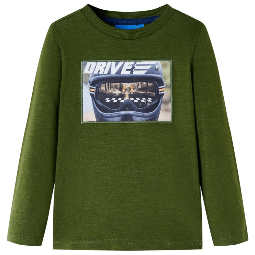 Produktbild för T-shirt med långa ärmar för barn mörk khaki 116