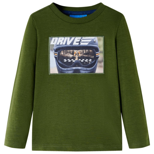 vidaXL T-shirt med långa ärmar för barn mörk khaki 116