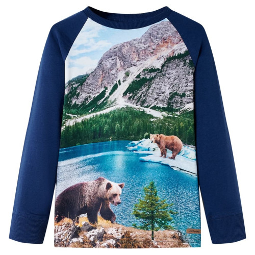 vidaXL T-shirt med långa ärmar för barn marinblå 104