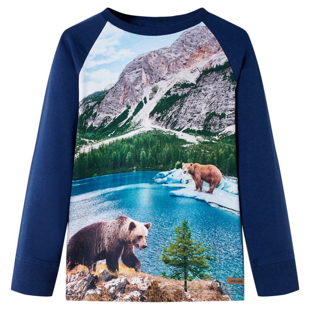Produktbild för T-shirt med långa ärmar för barn marinblå 128