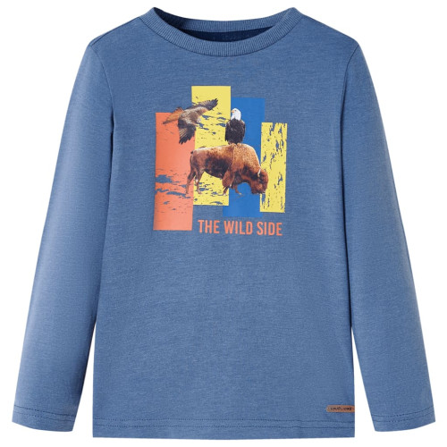 vidaXL T-shirt med långa ärmar för barn blå melange 116