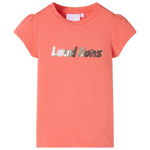 vidaXL T-shirt med volangärmar för barn korall 116