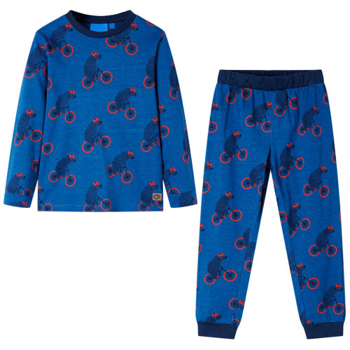 vidaXL Pyjamas med långa ärmar för barn petrolblå 116