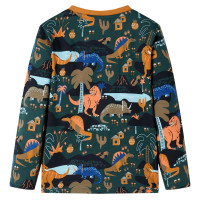 Produktbild för Pyjamas med långa ärmar för barn mörkgrön 140