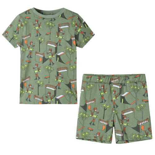 vidaXL Pyjamas med korta ärmar för barn ljus khaki 140
