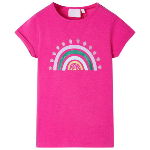 vidaXL T-shirt för barn mörk rosa 140