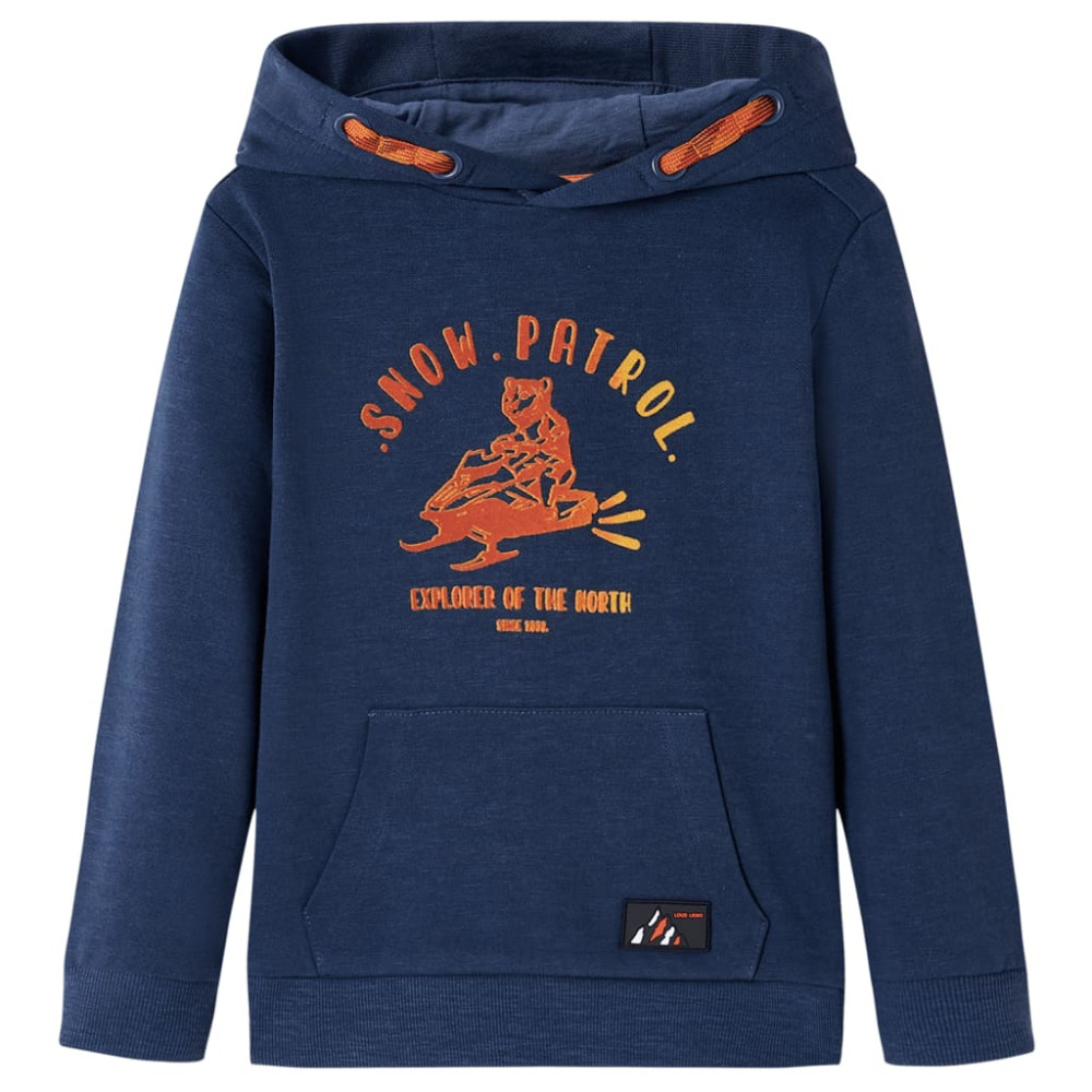 Produktbild för Barnhoodie blå melange och orange 140