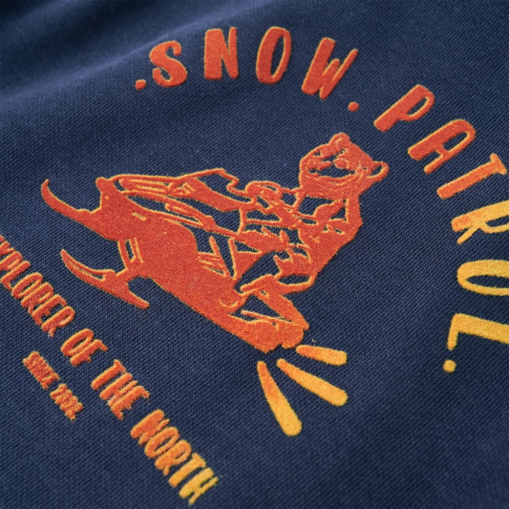 Produktbild för Barnhoodie blå melange och orange 140