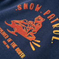 Produktbild för Barnhoodie blå melange och orange 140