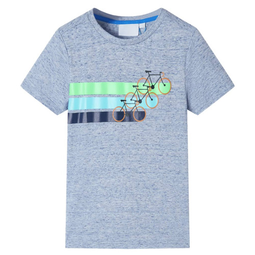 vidaXL T-shirt med korta ärmar för barn blå melange 128