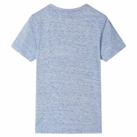 Produktbild för T-shirt med korta ärmar för barn blå melange 128