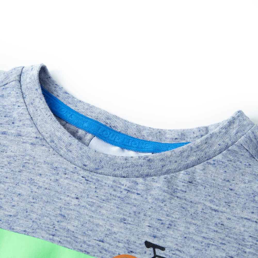 Produktbild för T-shirt med korta ärmar för barn blå melange 128