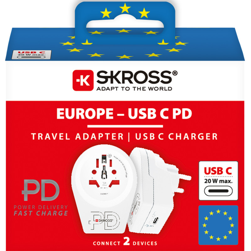 Produktbild för C20PD Reseadapter Europa USB-C PD 20W