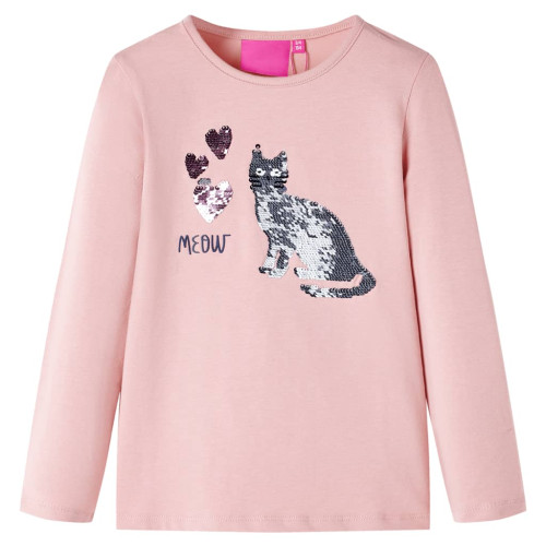 vidaXL T-shirt med långa ärmar för barn ljusrosa 116