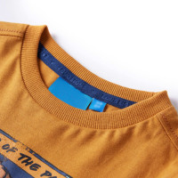 Produktbild för T-shirt med långa ärmar för barn mörk ockra 140
