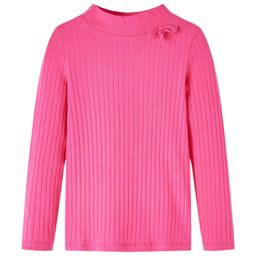 vidaXL T-shirt med långa ärmar för barn ribbstickad stark rosa 128