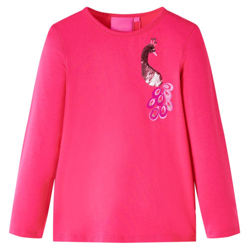 vidaXL T-shirt med långa ärmar för barn stark rosa  116